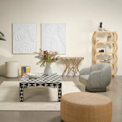 Cara Blanc Br Realistic Faux Shagreen Side Table 22"D x 25"H