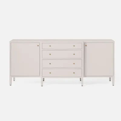 Conrad Deep Drawer Buffet French Gray Faux Raffia