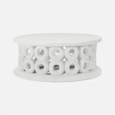 Dagen White Plaster Reconstituted Stone Coffee Table 44"D x 18"H