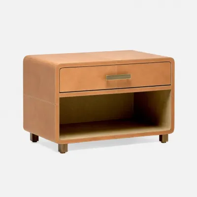 Dante Nightstand Aged Camel Full-Grain Leather