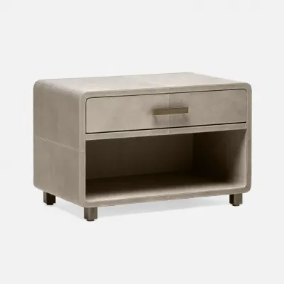 Dante Nightstand Storm Full-Grain Leather