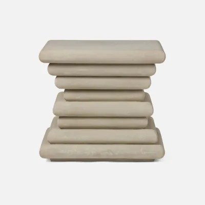 Dorsey Light Gray Reconstituted Stone Side Table 26"L x 26"W x 24"H