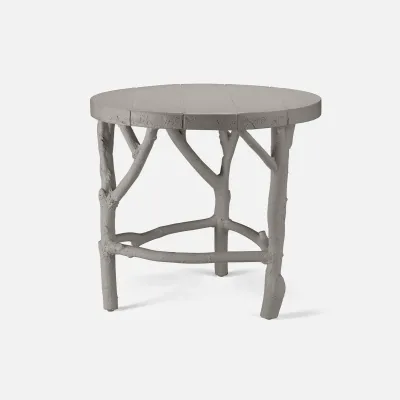 Duke Cloud Gray Faux Bois Stonecast Side Table 24"D x 22"H