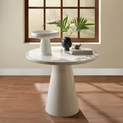 Giovanni White Swirl Lacquered Resin Entry Table 38"D x 30"H