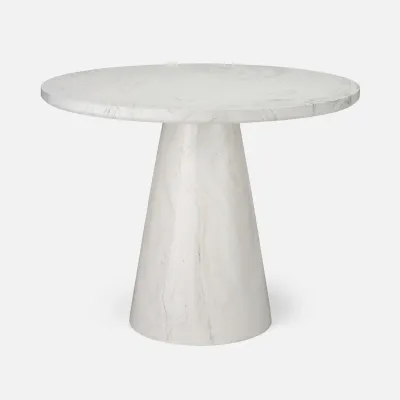 Giovanni White Swirl Lacquered Resin Entry Table 38"D x 30"H