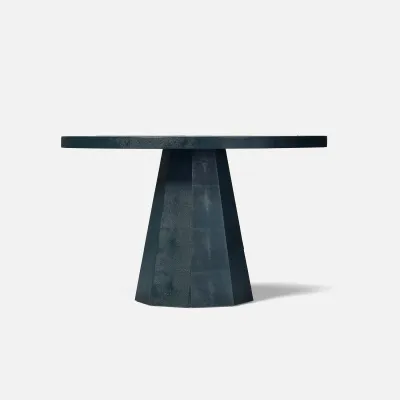 Ilana Navy Vintage Faux Shagreen/Brass Entry Table