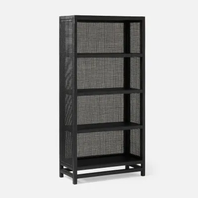 Isla Bookcase Onyx 36"L x 16"W x 72"H Peeled Rattan