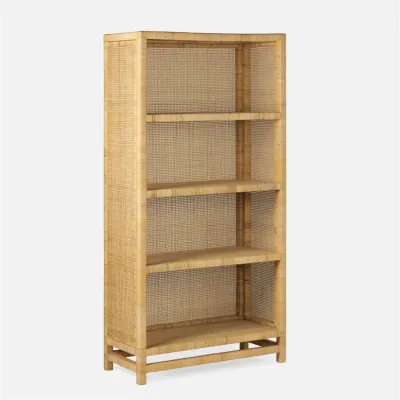 Isla Bookcase 36"L x 16"W x 72"H Natural Peeled Rattan