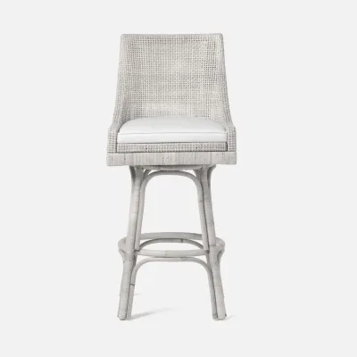 Isla Swivel Bar Stool French Gray Rattan