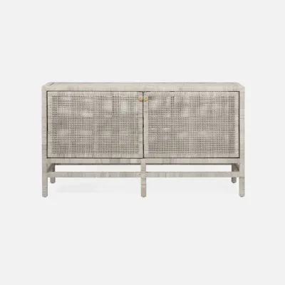 Isla Buffet French Gray 60"L x 14"W x 34"H Peeled Rattan