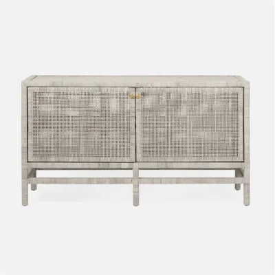 Isla Two-Door Buffet 60"L x 18"W x 34"H French Gray Peeled Rattan