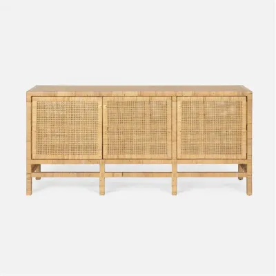 Isla Three-Door Buffet 80"L x 18"W x 34"H Natural Peeled Rattan