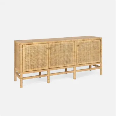 Isla Three-Door Buffet 80"L x 18"W x 34"H Natural Peeled Rattan