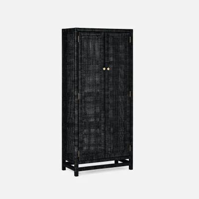 Isla Cabinet Onyx 32"L x 16"W x 72"H Peeled Rattan