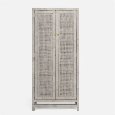 Isla Cabinet 32"L x 16"W x 72"H French Gray Peeled Rattan