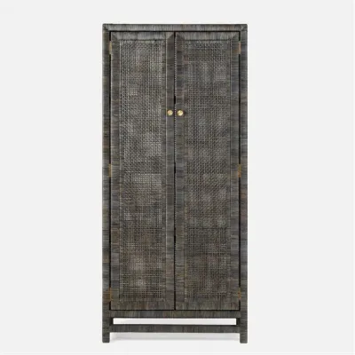 Isla Cabinet 32"L x 16"W x 72"H Smoke Peeled Rattan