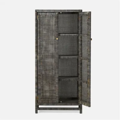 Isla Cabinet 32"L x 16"W x 72"H Smoke Peeled Rattan