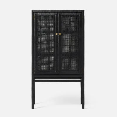 Isla Cabinet Onyx 36"L x 16"W x 68"H Peeled Rattan