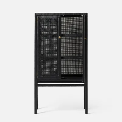 Isla Cabinet Onyx 36"L x 16"W x 68"H Peeled Rattan