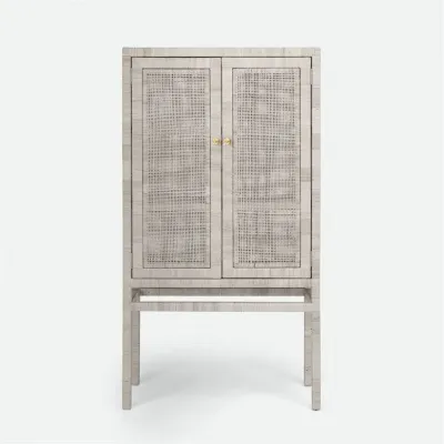 Isla Standing Cabinet 36"L x 16"W x 68"H French Gray Peeled Rattan