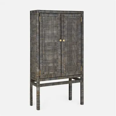 Isla Standing Cabinet 36"L x 16"W x 68"H Smoke Peeled Rattan