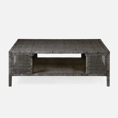 Isla Coffee Table 48"L x 48"W x 17"H Smoke Peeled Rattan