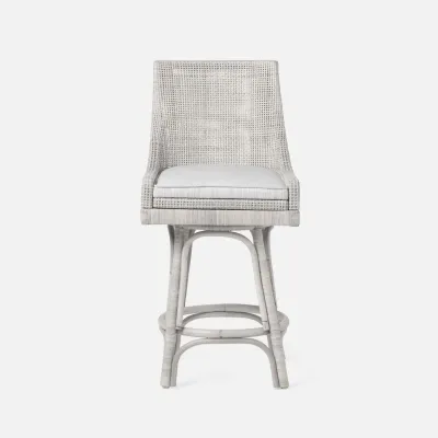 Isla Swivel Counter Stool French Gray Peeled Rattan