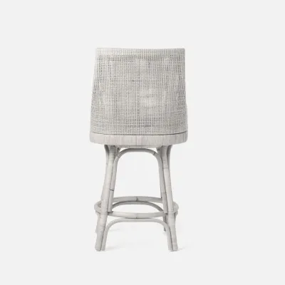 Isla Swivel Counter Stool French Gray Peeled Rattan