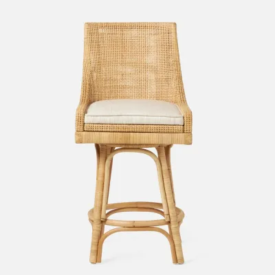 Isla Swivel Counter Stool Natural Peeled Rattan