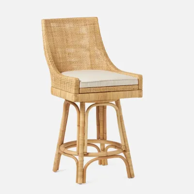 Isla Swivel Counter Stool Natural Peeled Rattan