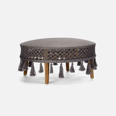 Izzy Zinc/Weathered Natural Performance Macrame/Rustic Teak Coffee Table