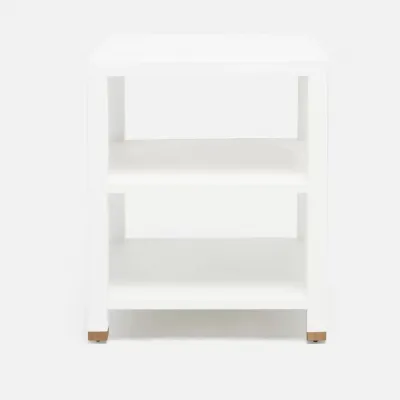 Jarin Side Table Designer White Faux Belgian Linen