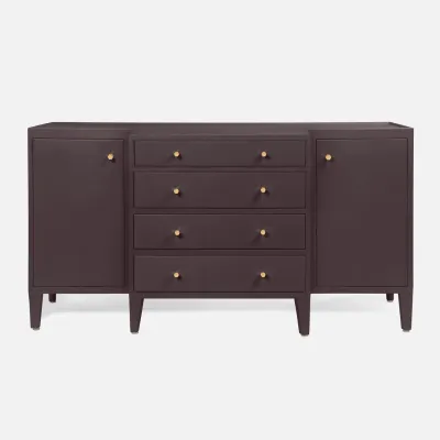 Jarin Deep Drawer Buffet Aubergine 64"L x 18"W x 34"H Faux Belgian Linen