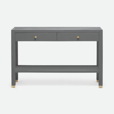 Jarin Slim Narrow Console 48" L x 12" W x 31" H Graphite Faux Belgian Linen