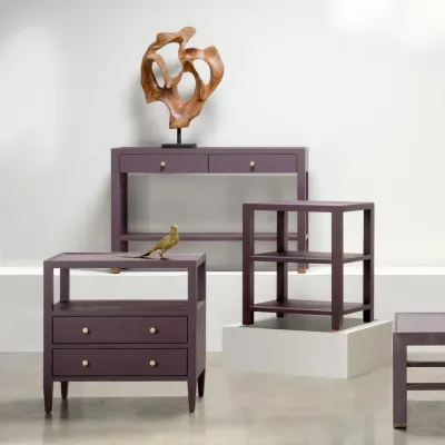 Jarin Console Aubergine Faux Belgian Linen