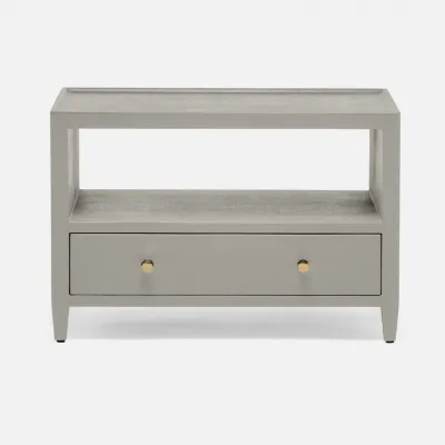 Jarin Low Nightstand Light Gray Faux Belgian Linen