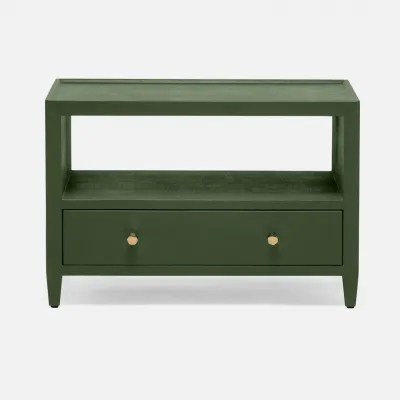 Jarin Low Nightstand Moss Faux Belgian Linen