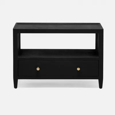 Jarin Low Nightstand Dark Navy Faux Belgian Linen