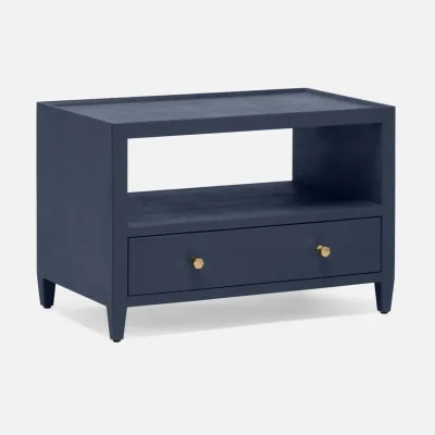 Jarin Low Nightstand True Navy Faux Belgian Linen