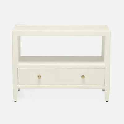 Jarin Low Nightstand White Faux Belgian Linen