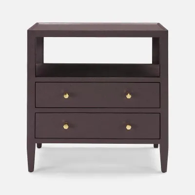 Jarin Nightstand Aubergine Faux Belgian Linen