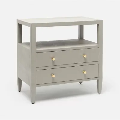 Jarin Nightstand Light Gray Faux Belgian Linen