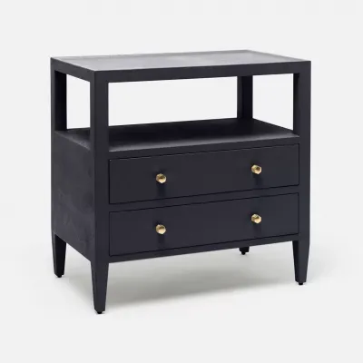 Jarin Nightstand Dark Navy Faux Belgian Linen