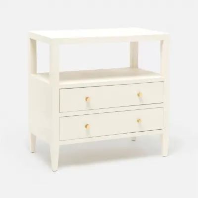 Jarin Nightstand White Faux Belgian Linen