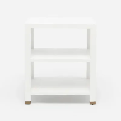 Jarin Side Table Designer White Faux Belgian Linen 24"L x 24"W x 28"H