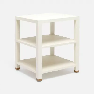 Jarin Side Table White Faux Belgian Linen