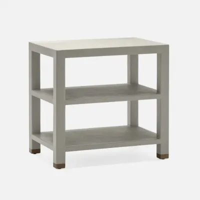 Jarin Side Table Light Gray Faux Belgian Linen 25"L x 18"W x 24"H