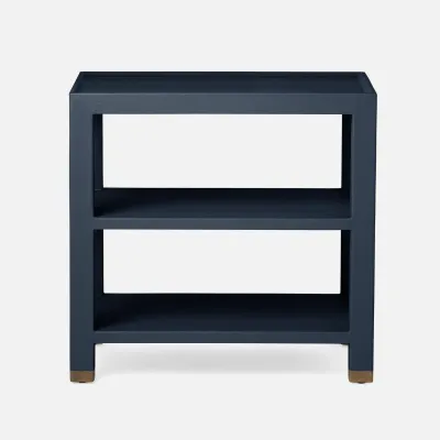 Jarin Side Table True Navy Faux Belgian Linen 25"L x 18"W x 24"H