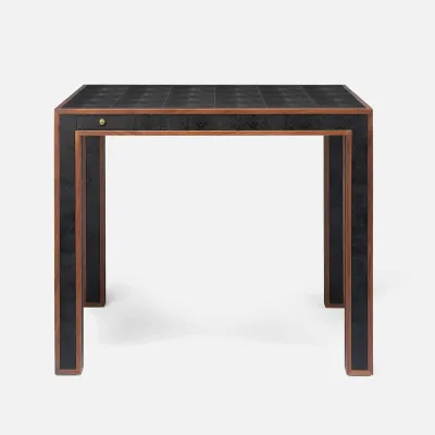 Kennedy Black/Walnut Vintage Faux Shagreen/Veneer Game Table 36"L x 36"W x 30"H