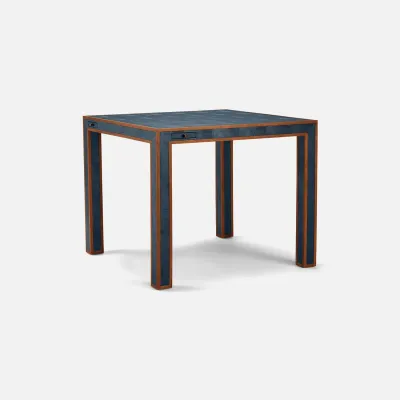 Kennedy Navy/Walnut Vintage Faux Shagreen/Veneer Game Table 36"L x 36"W x 30"H